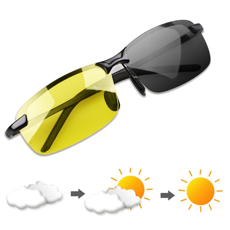 YIMI Polarized Photochromic Outdoor Sports Driving Sunglasses for Men Women AntiGlareEyewear Ultra-Light Sun Glasses (photochromic/Black Frame Yellow lens) - Image 1